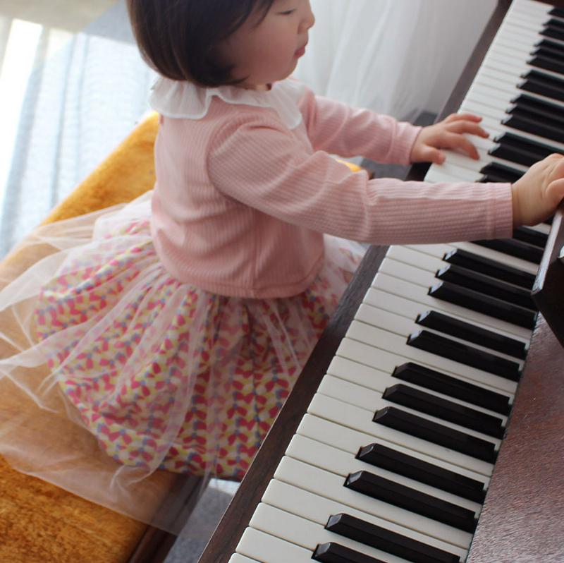 配色カラートップ&パターンワンピースSET・p000649 キッズ【3~8才】【ops】【ワンピース 総柄 チュール レース シ