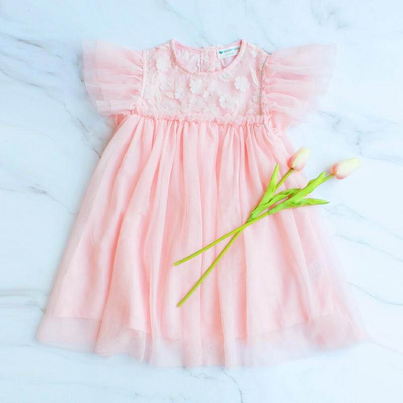 フラワーチュールワンピース・p001330 キッズ【3~8才】【ops】【ワンピース ショートスリーブ 半袖 フリル レース チ