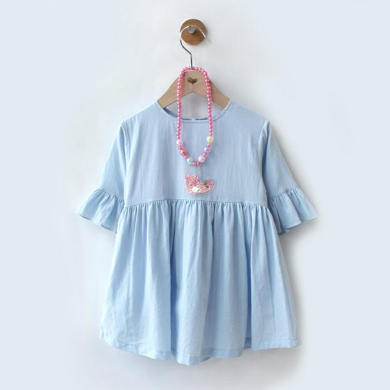 ベルスリーブワンピース・p000874 キッズ【3~8才】【ops】【ワンピース ミニワンピース ショート丈 ベルスリーブ 七分