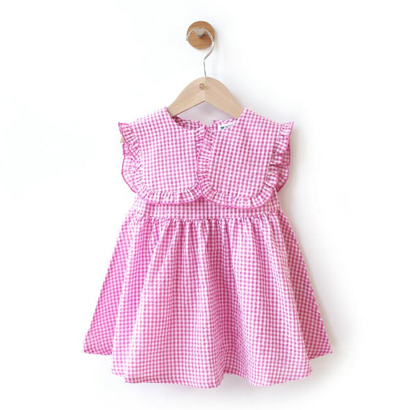 ボックスカラーチェックワンピース・p001328 キッズ【3~8才】【ops】【ワンピース ミニワンピース フリル スリーブレス