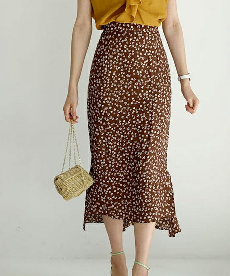 アンバランス花柄スカート・全2色・b56000 レディース 【sk】【スカート ミディ丈 ミディスカート フレア フレアスカート