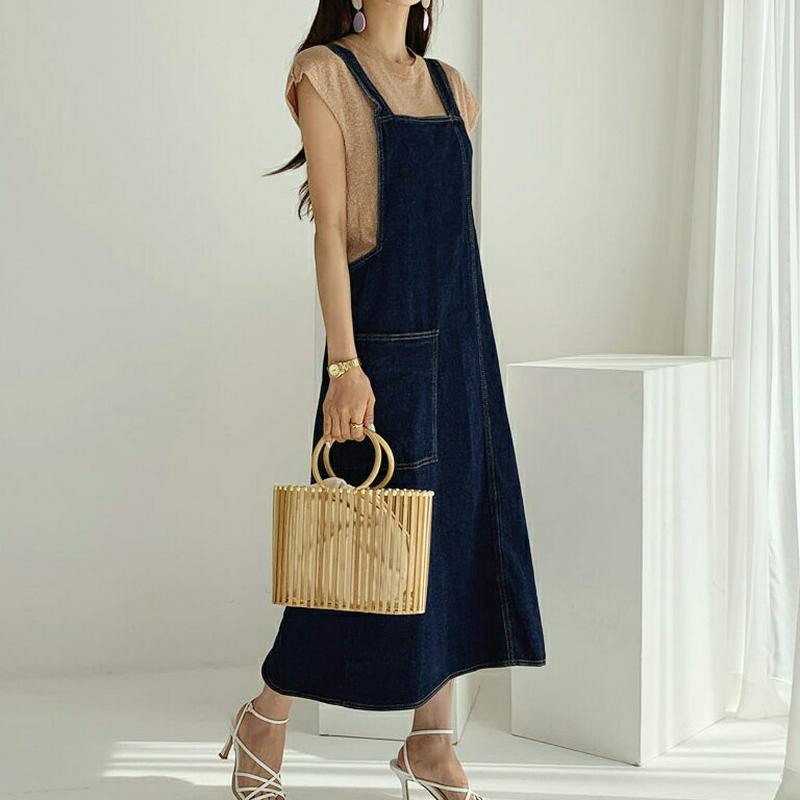 2WAYボタンデニムワンピース・全1色・b55992 レディース 【ops】【ワンピース デニム デニムワンピース ロング ロン