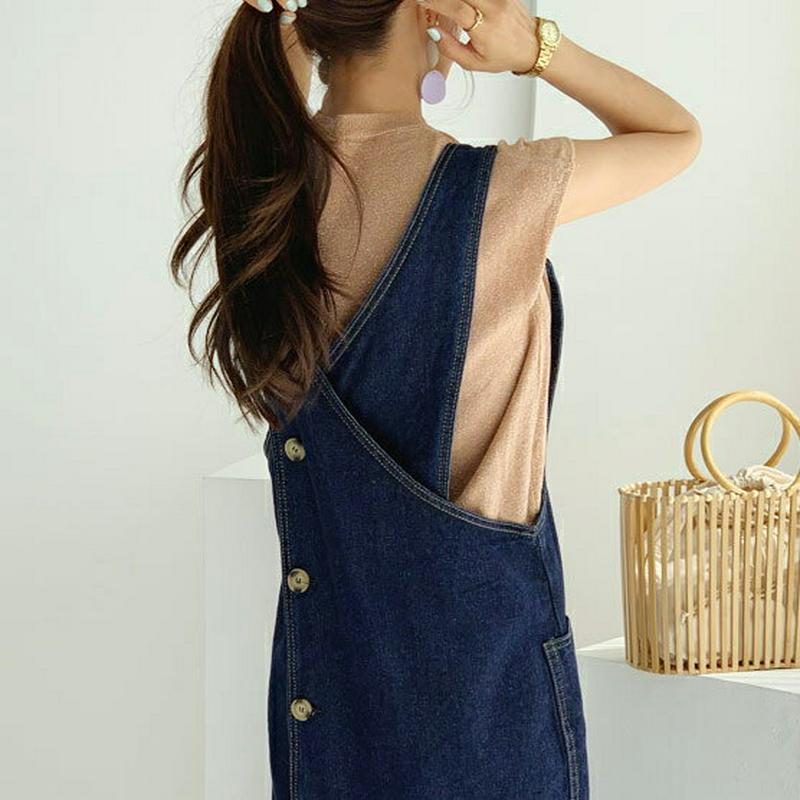 2WAYボタンデニムワンピース・全1色・b55992 レディース 【ops】【ワンピース デニム デニムワンピース ロング ロン