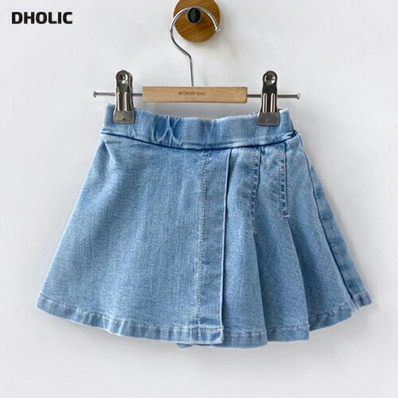 プリーツデニムキュロットパンツ・p000311 キッズ【3~8才】【pt】【キュロットパンツ キュロット キュロットスカート ス