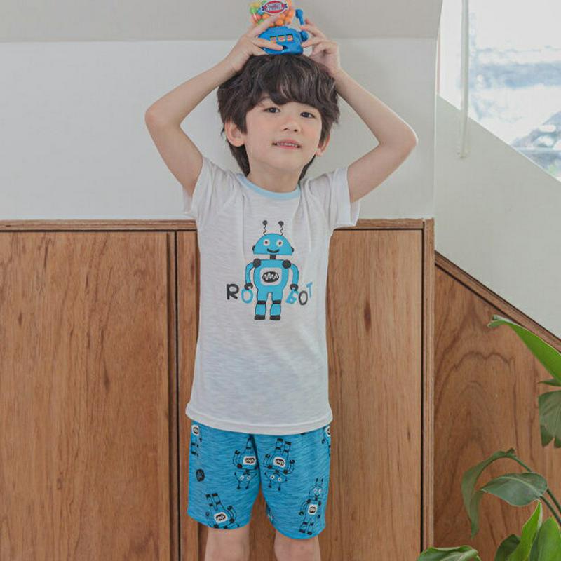 Robot toyパジャマSET(ブルー)・p001426 キッズ【3~8才】【uw】【パジャマ 部屋着 ルームウェア トップス