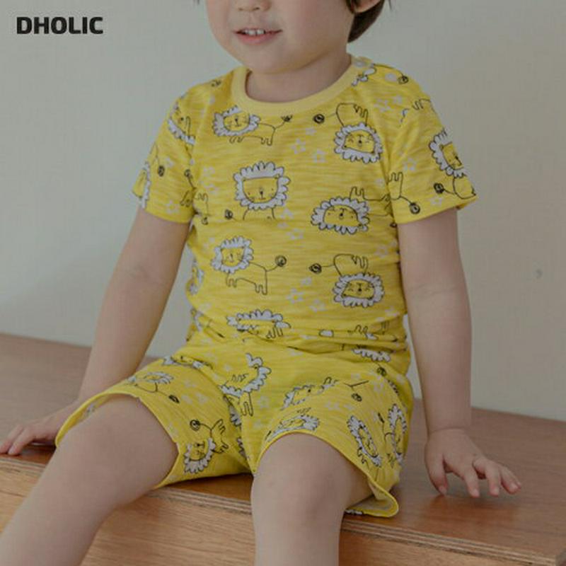 Lion starパジャマ(イエロー)・p001425 キッズ【3~8才】【uw】【パジャマ 部屋着 ルームウェア トップス T