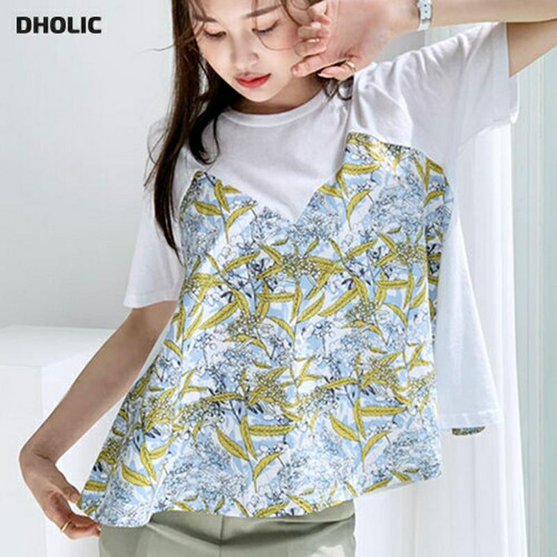 パターンコントラストフレアTシャツ・全2色・t55977 レディース 【tops】【トップス Tシャツ 半袖 ハーフスリーブ コ