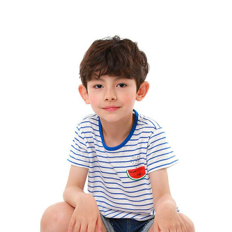 ウォーターメロンボーダーTシャツ・p001456 キッズ【3~8才】【tops】【トップス Tシャツ 半袖 ボーダー 柄 スイカ カジュアル ラフ 女の子 男の子 子供 こども 子供服 こども服】【KIDS】
