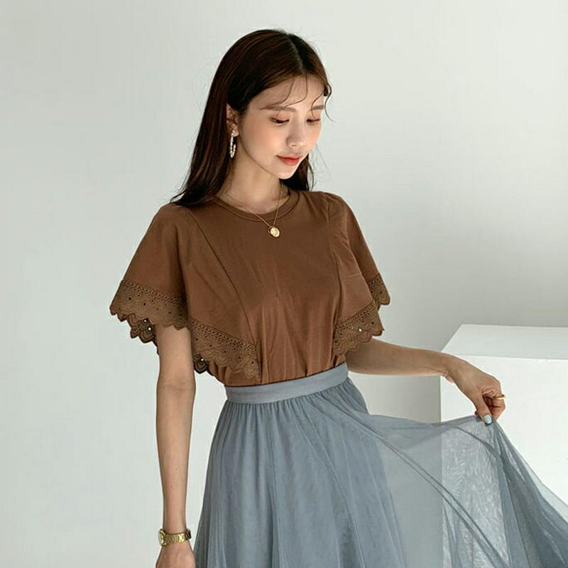 レースウィングTシャツ・全3色・t55982 レディース 【tops】【トップス Tシャツ 半袖 ショートスリーブ レース 大人