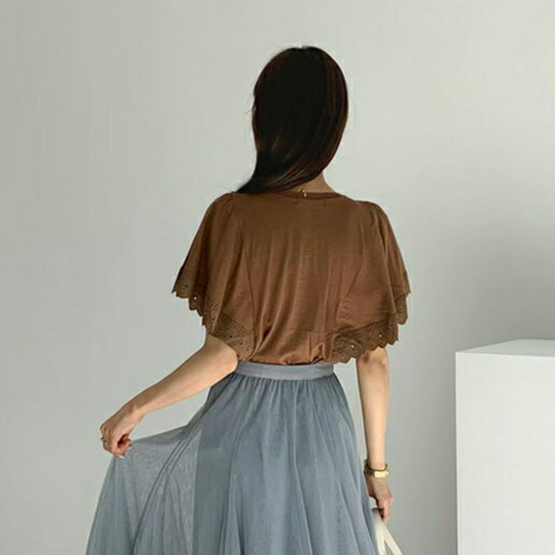 レースウィングTシャツ・全3色・t55982 レディース 【tops】【トップス Tシャツ 半袖 ショートスリーブ レース 大人