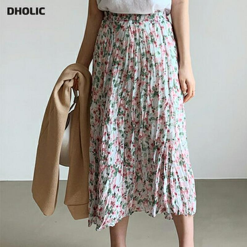 花柄リンクルスカート・全3色・b62075 レディース【sk】【スカート ロング ロングスカート 花柄 フラワー リンクル リン