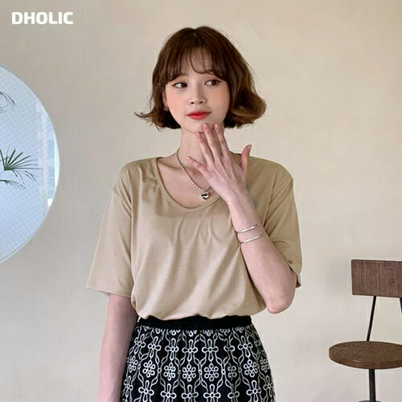 UネックTシャツ・全5色・59127 レディース 【tops】【トップス Tシャツ カットソー Uネック 半袖 ハーフスリーブ 
