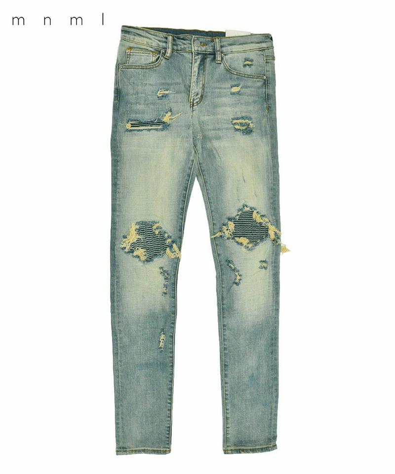 10%offクーポン配布中◆mnml ミニマル メンズ パンツ X162 STRECH DENIM ブルー ボトムス スキニー 