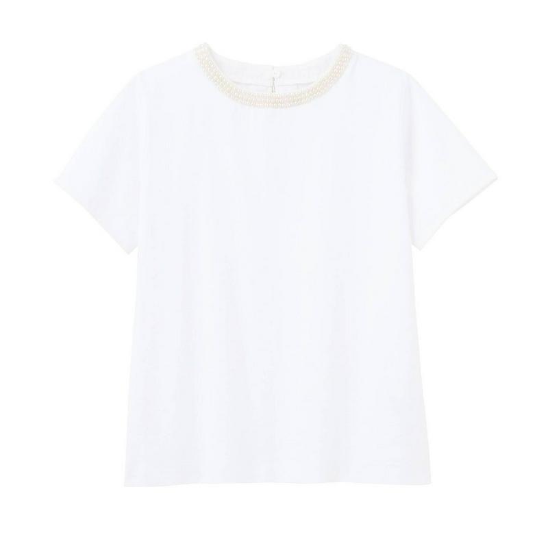 【手洗い可】フェイクパールネックＴシャツ（ａｎａｔｅｌｉｅｒ／アナトリエ）