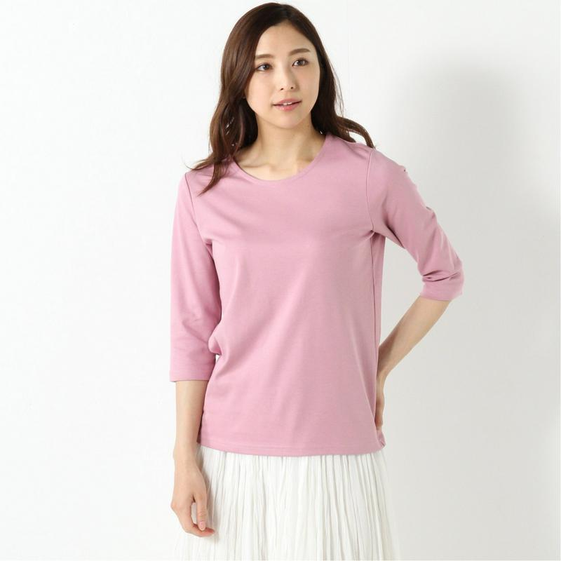 プレミアムコットン７分袖Ｔシャツ【無地・ボーダー】