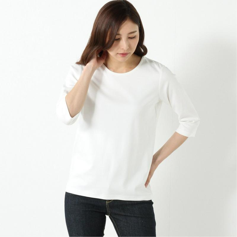 プレミアムコットン７分袖Ｔシャツ【無地・ボーダー】