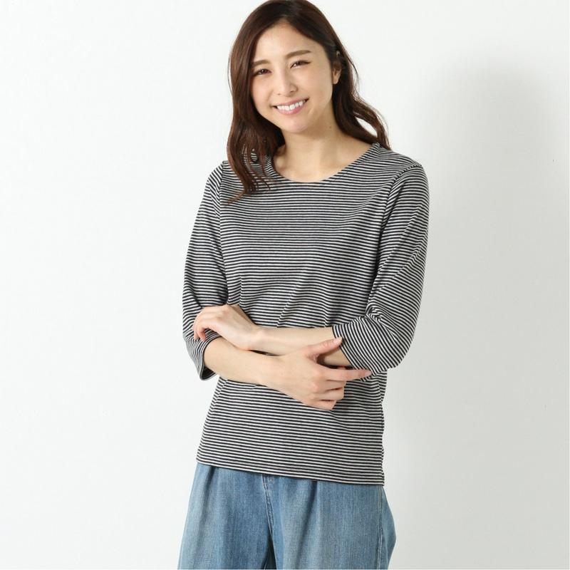 プレミアムコットン７分袖Ｔシャツ【無地・ボーダー】