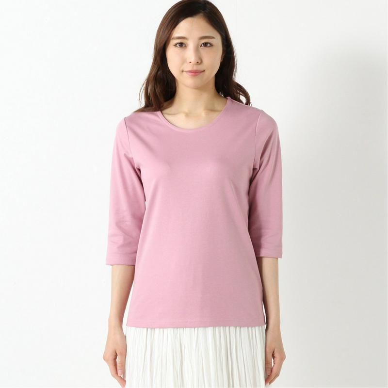 プレミアムコットン７分袖Ｔシャツ【無地・ボーダー】