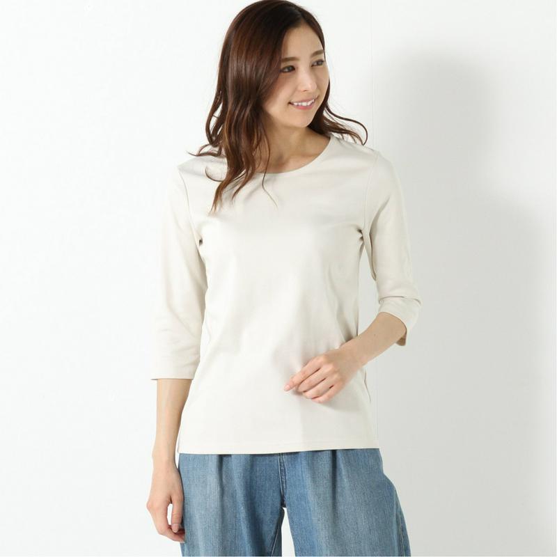 プレミアムコットン７分袖Ｔシャツ【無地・ボーダー】