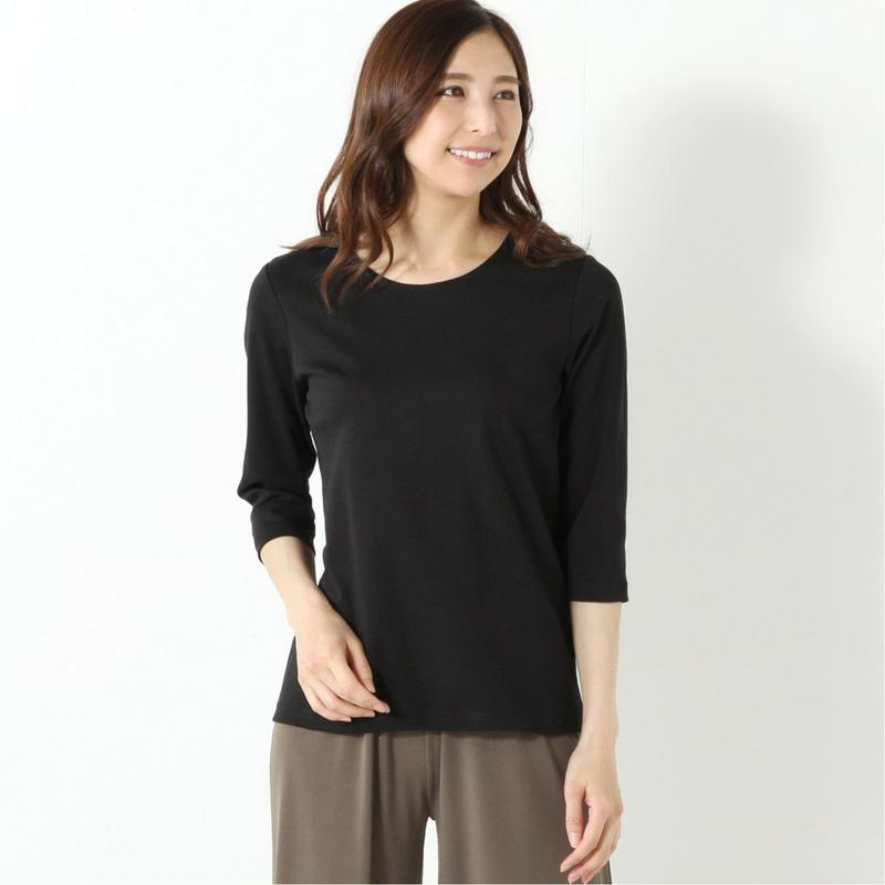 プレミアムコットン７分袖Ｔシャツ【無地・ボーダー】