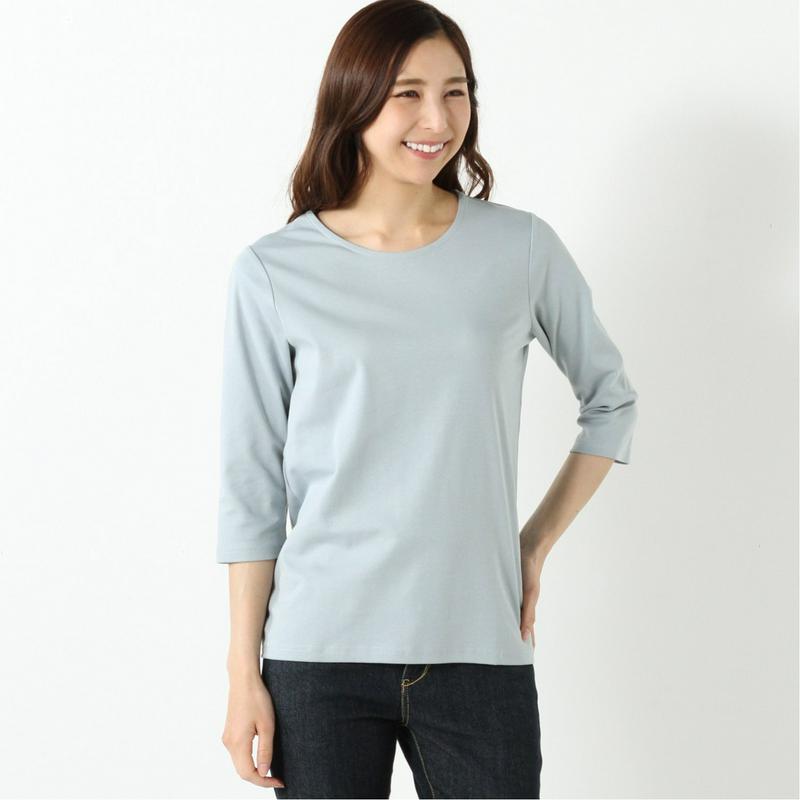 プレミアムコットン７分袖Ｔシャツ【無地・ボーダー】
