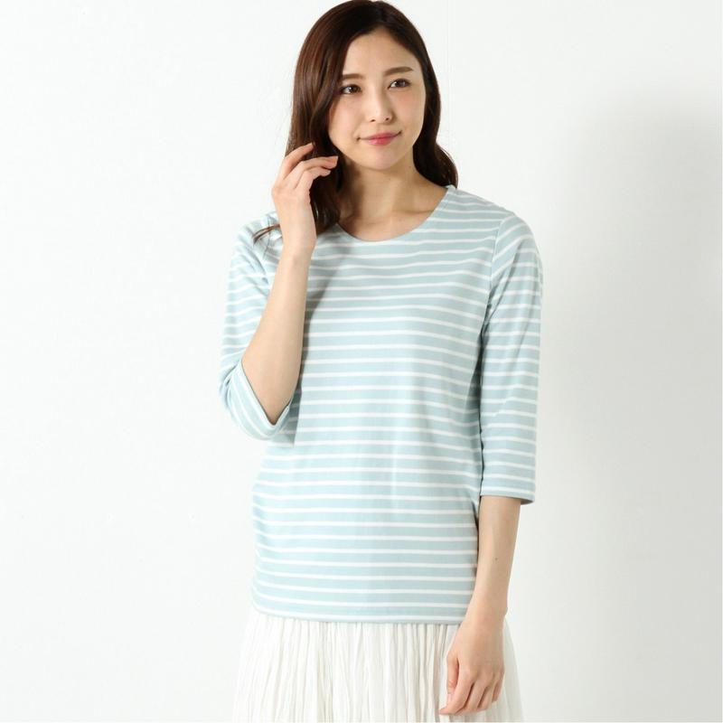 プレミアムコットン７分袖Ｔシャツ【無地・ボーダー】