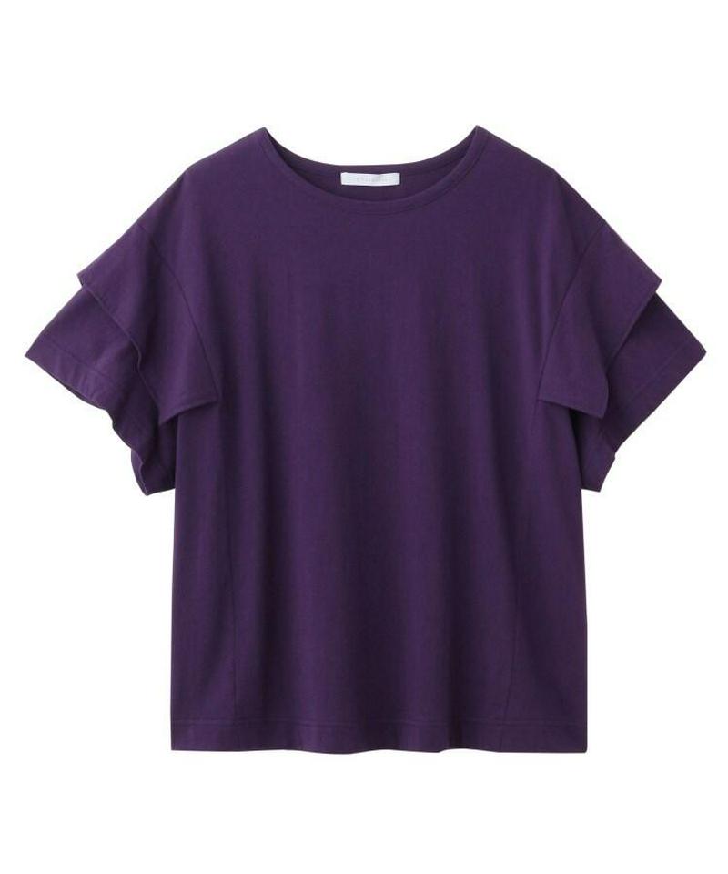 【ウォッシャブル】レイヤードスリーブコットンTシャツ