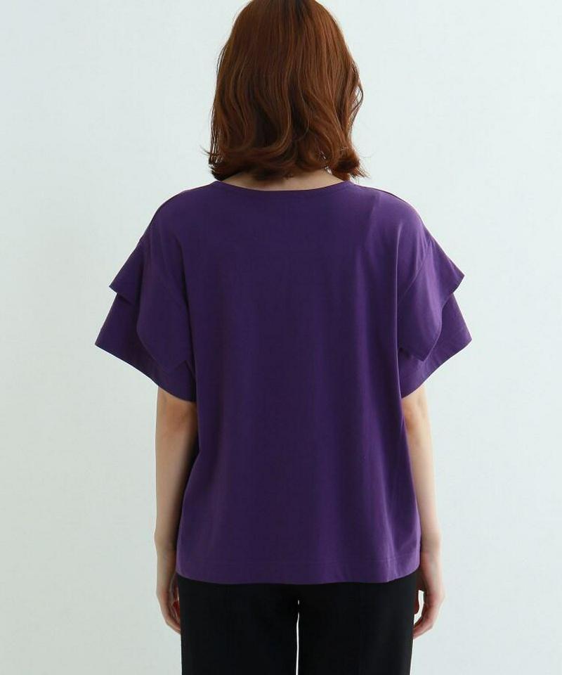 【ウォッシャブル】レイヤードスリーブコットンTシャツ