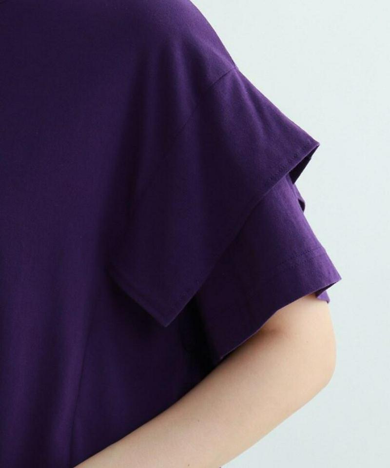 【ウォッシャブル】レイヤードスリーブコットンTシャツ