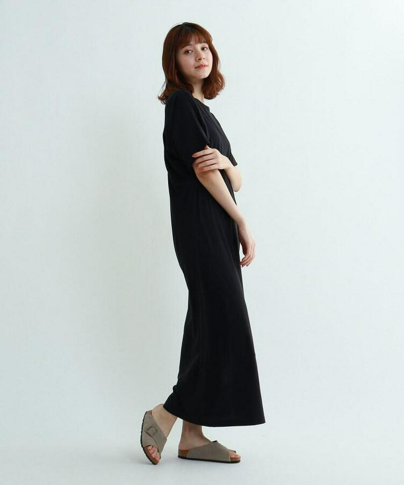 【ウォッシャブル】袖コンシャスTシャツロングワンピース
