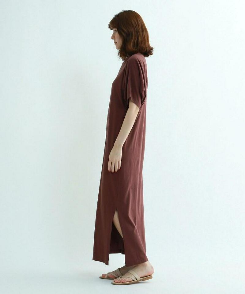 【ウォッシャブル】袖コンシャスTシャツロングワンピース