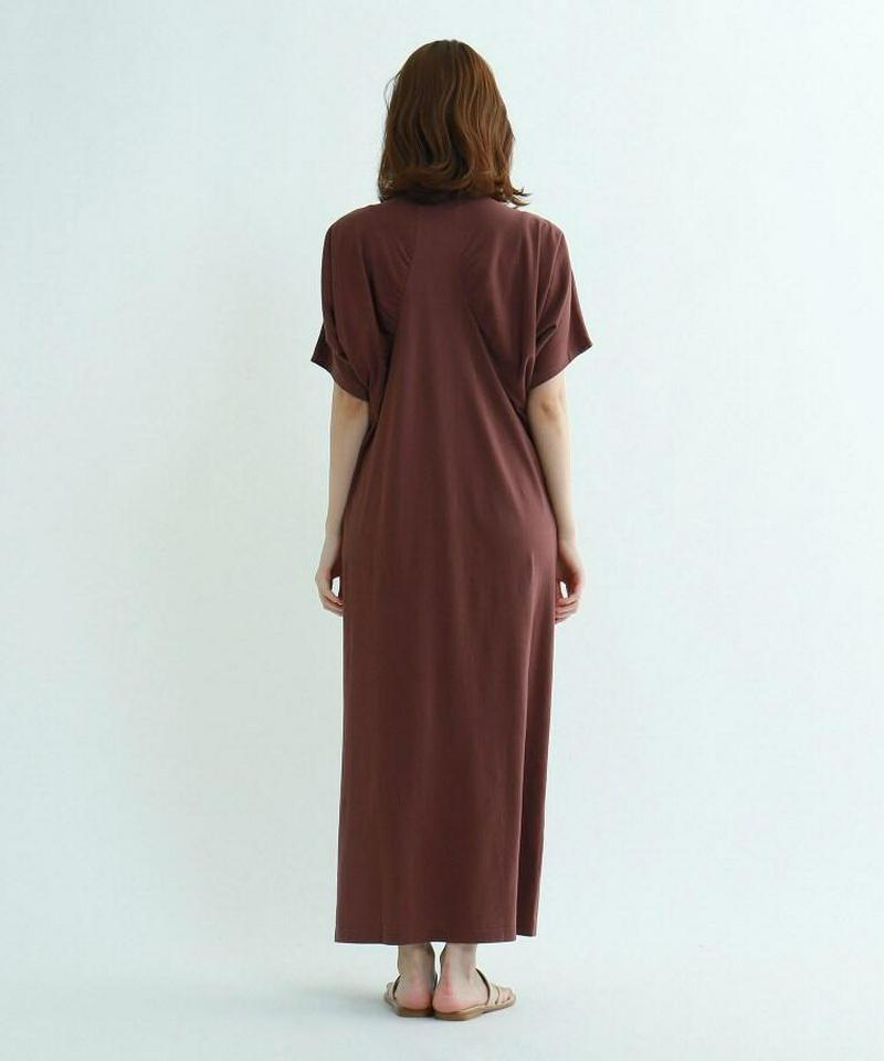 【ウォッシャブル】袖コンシャスTシャツロングワンピース