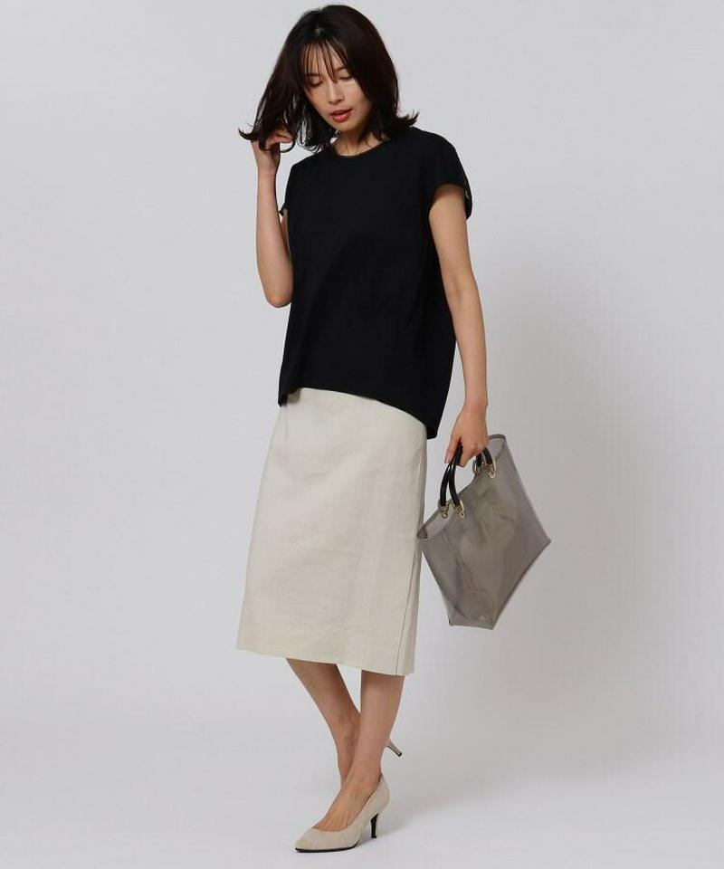 【洗える】バックレース チュールネックTシャツ