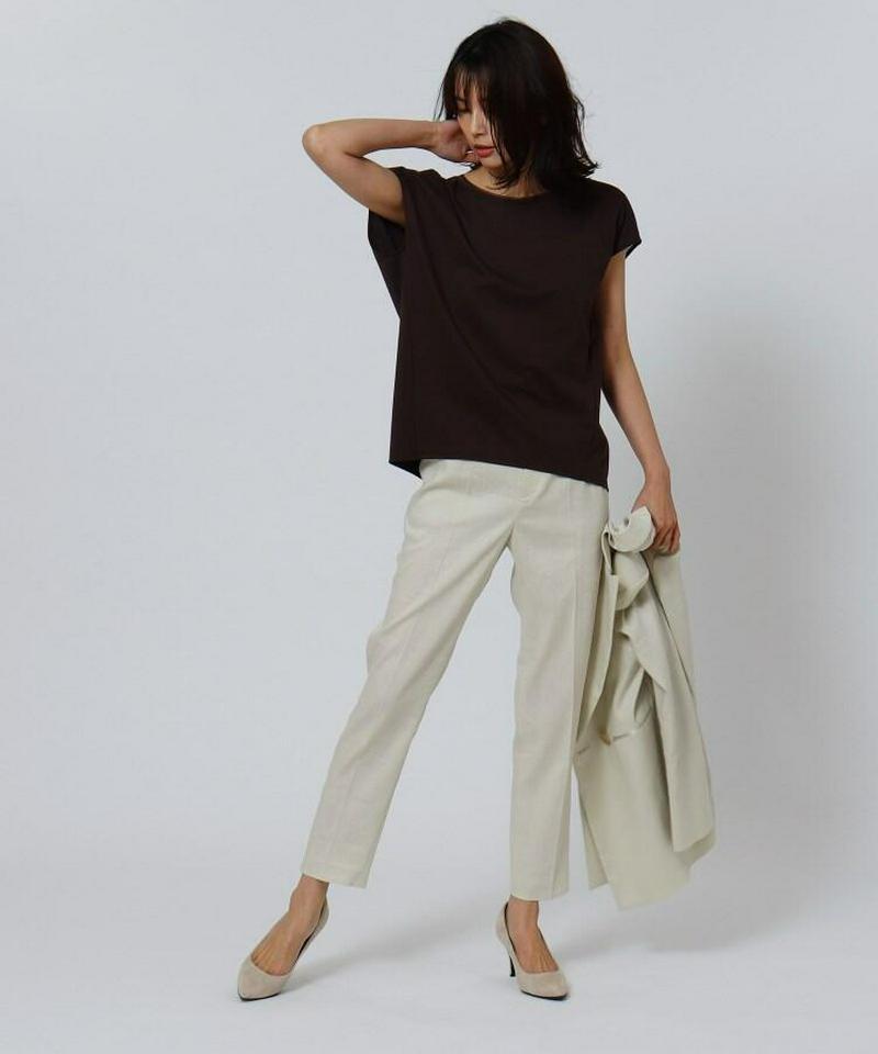 【洗える】バックレース チュールネックTシャツ