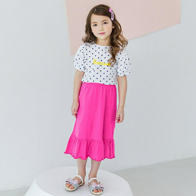 ドットTシャツ&ロングスカートSET(パープルピンク)・p001986 キッズ【3~8才】【set】【セット set トップス 