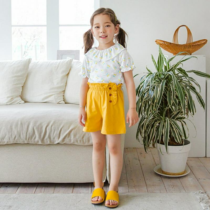 チェリー柄Tシャツ&パンツSET(イエロー/マスタード) p001927 キッズ 【3~8才】【SET】【韓国 ファッション セ