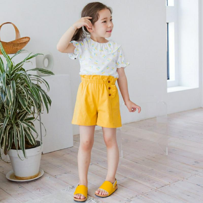 チェリー柄Tシャツ&パンツSET(イエロー/マスタード) p001927 キッズ 【3~8才】【SET】【韓国 ファッション セ