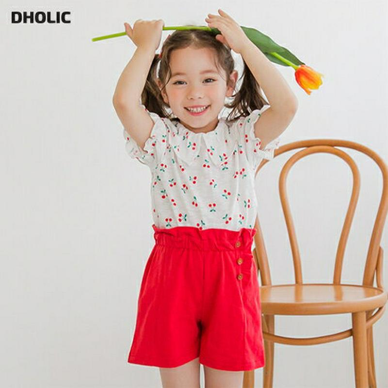 チェリー柄Tシャツ&パンツSET(レッド) p001937 キッズ 【3~8才】【SET】【韓国 ファッション セット Tシャツ