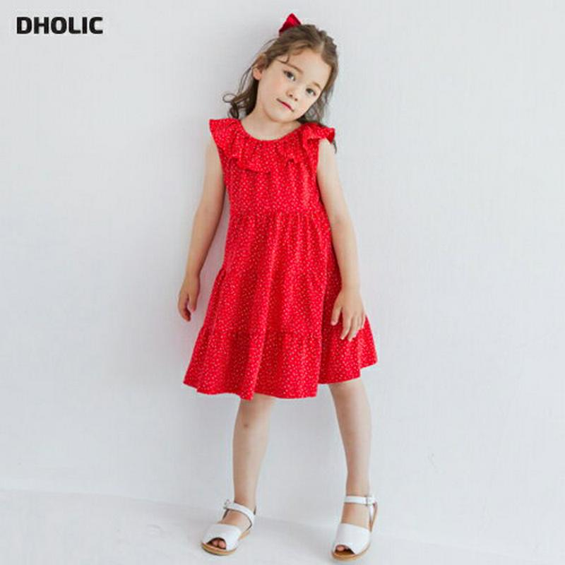 ドットティアードワンピース(レッド) p001994 キッズ 【3~8才】【ops】【韓国 ファッション ワンピース フレアワン