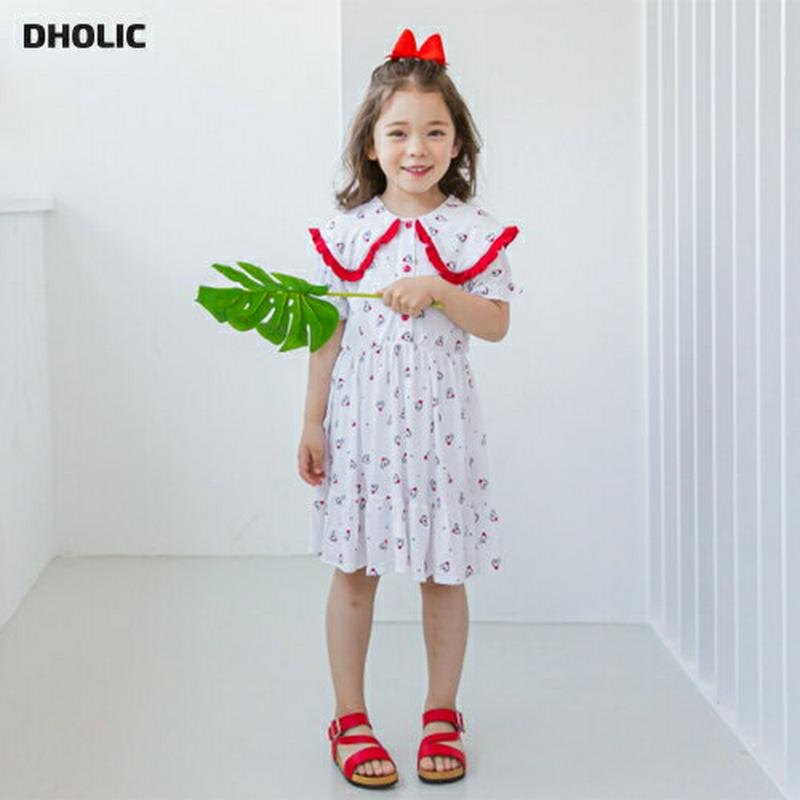 ハート柄フリルカラーワンピース(ホワイト) p001996 キッズ 【3~8才】【ops】【韓国 ファッション ワンピース フレ