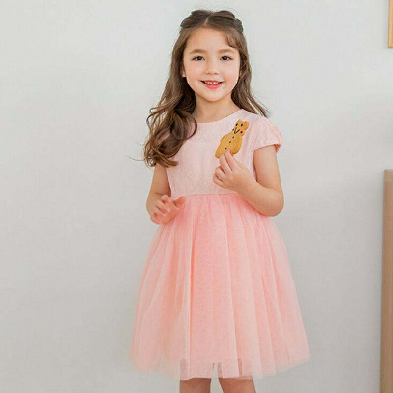 バックリボンチュールワンピース(ピンク) p001831 キッズ 【3~8才】【ops】【韓国 ファッション ワンピース フレア