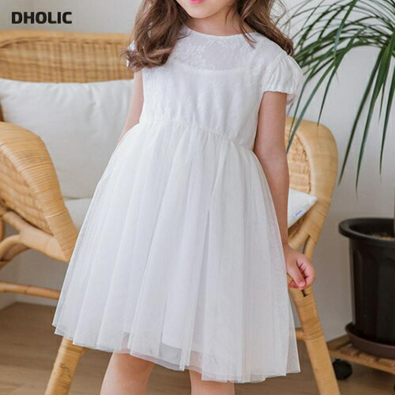 バックリボンチュールワンピース(ホワイト) p001878 キッズ 【3~8才】【ops】【韓国 ファッション ワンピース フレ