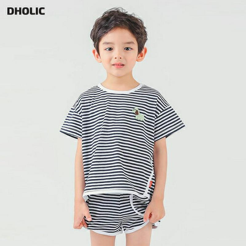 ドッグボーダーTシャツ&パンツSET・p001939 キッズ【3~8才】【set】【セットアップ setup トップス Tシャツ 半袖 ボーダー 柄 ショートパンツ 短パン パンツ ズボン ラフ カジュアル 女の子 男の子 子供 こども 子供服 こども服】【KIDS】