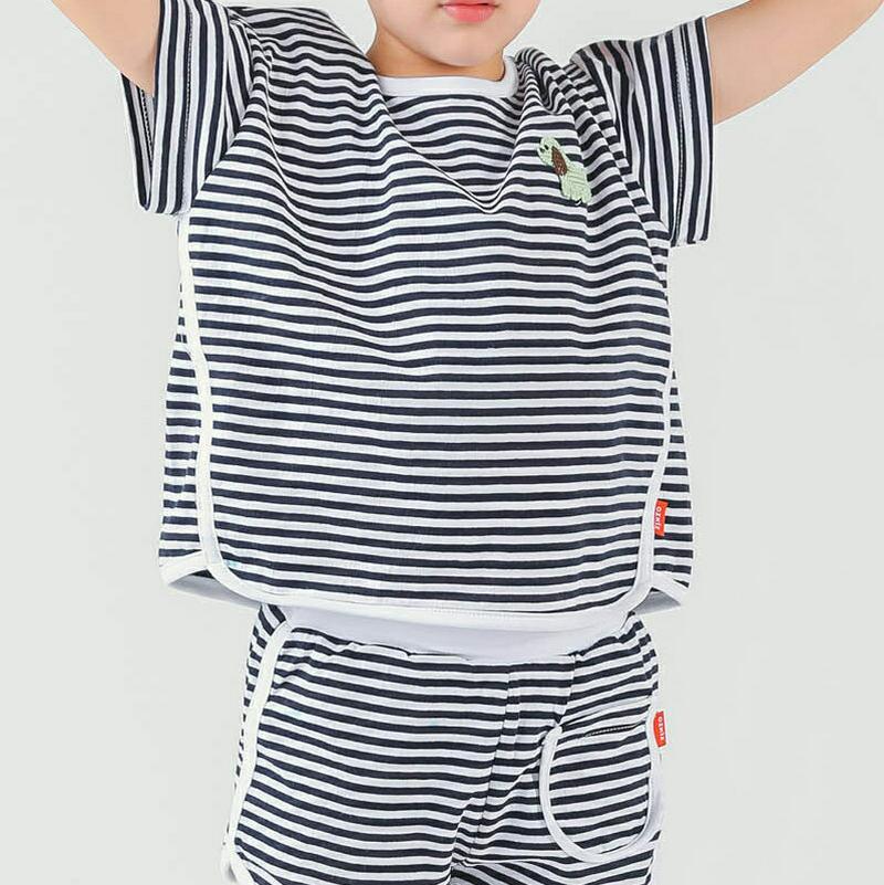 ドッグボーダーTシャツ&パンツSET・p001939 キッズ【3~8才】【set】【セットアップ setup トップス Tシャツ 半袖 ボーダー 柄 ショートパンツ 短パン パンツ ズボン ラフ カジュアル 女の子 男の子 子供 こども 子供服 こども服】【KIDS】