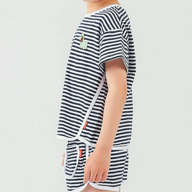 ドッグボーダーTシャツ&パンツSET・p001939 キッズ【3~8才】【set】【セットアップ setup トップス Tシャツ 半袖 ボーダー 柄 ショートパンツ 短パン パンツ ズボン ラフ カジュアル 女の子 男の子 子供 こども 子供服 こども服】【KIDS】