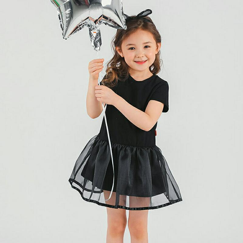 チュール切替ワンピース p002062 キッズ 【3~8才】【ops】【韓国 ファッション ワンピース フレアワンピース Aライン フレア ティアード ラウンドネック 半袖 ハーフスリーブ チュール レース 子供 学生服 ジュニア服 ジュニア 春 夏】【KIDS】