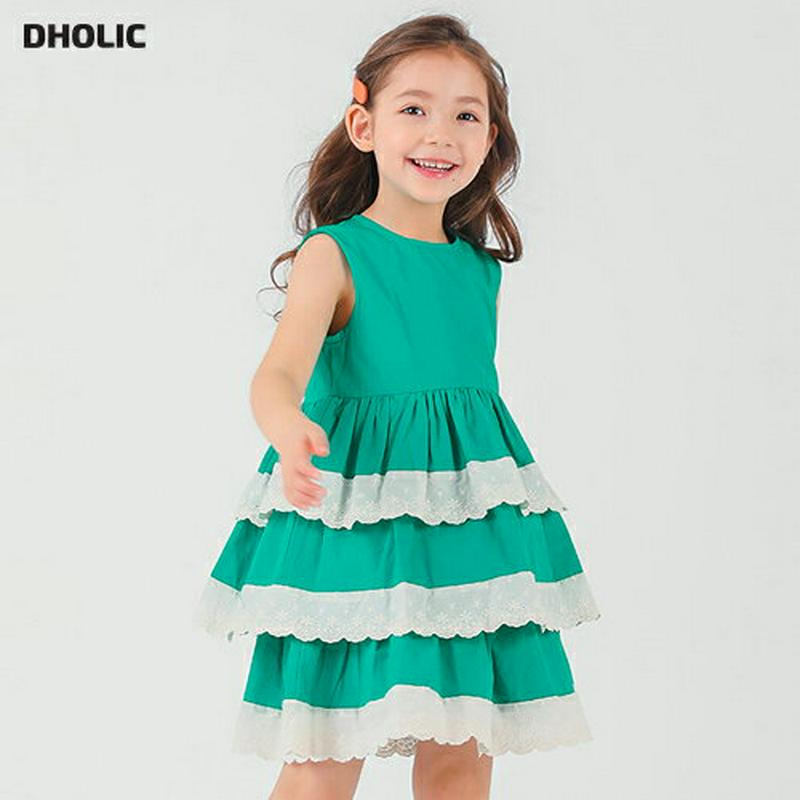 レースティアードワンピース p002061 キッズ 【3~8才】【ops】【韓国 ファッション ワンピース フレアワンピース Aライン フレア ティアード ラウンドネック ノースリーブ スリーブレス レース 子供 学生服 ジュニア服 ジュニア 春 夏】【KIDS】