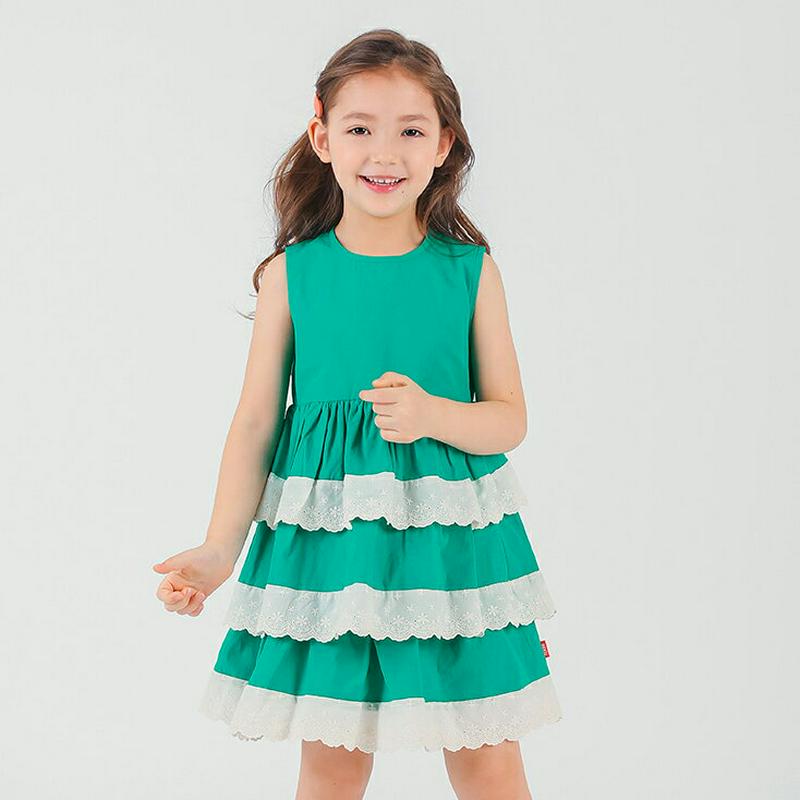レースティアードワンピース p002061 キッズ 【3~8才】【ops】【韓国 ファッション ワンピース フレアワンピース Aライン フレア ティアード ラウンドネック ノースリーブ スリーブレス レース 子供 学生服 ジュニア服 ジュニア 春 夏】【KIDS】