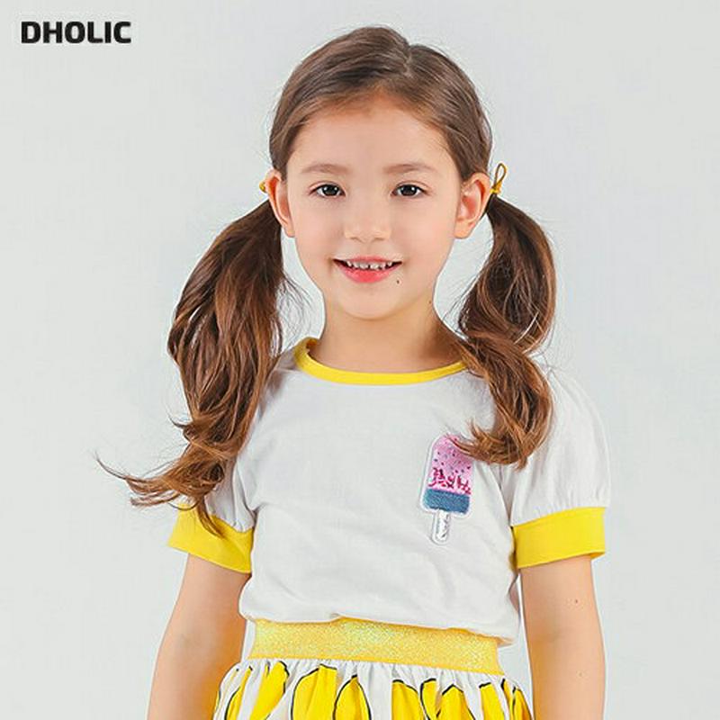 アイススパンコールTシャツ p002064 キッズ 【3~8才】【tops】【韓国 ファッション トップス Tシャツ カットソー ラウンドネック ハーフスリーブ 半袖 ロゴ 子供 学生服 ジュニア服 ジュニア 春 夏】【KIDS】