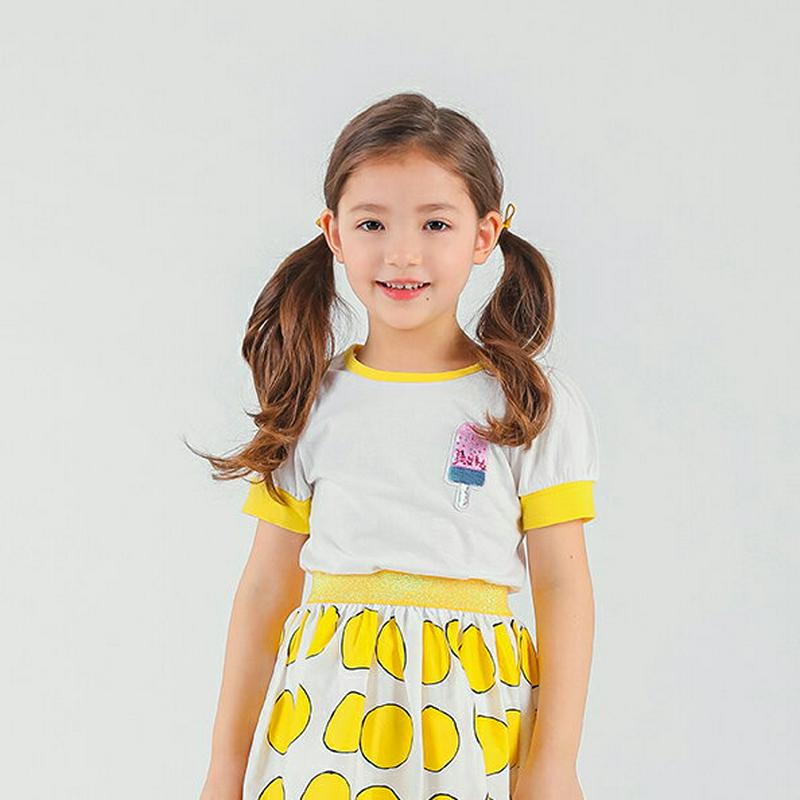 アイススパンコールTシャツ p002064 キッズ 【3~8才】【tops】【韓国 ファッション トップス Tシャツ カットソー ラウンドネック ハーフスリーブ 半袖 ロゴ 子供 学生服 ジュニア服 ジュニア 春 夏】【KIDS】
